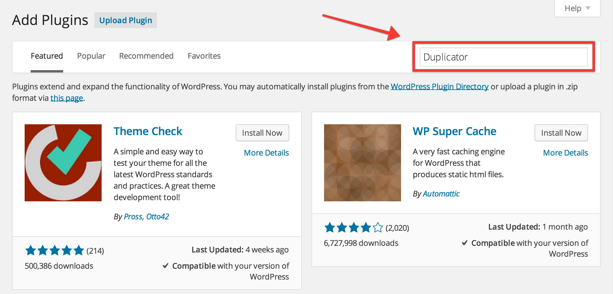 Search for 'Duplicator' in the upper right and hit Enter