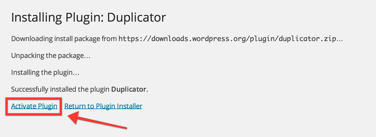Once installed, click Activate Plugin