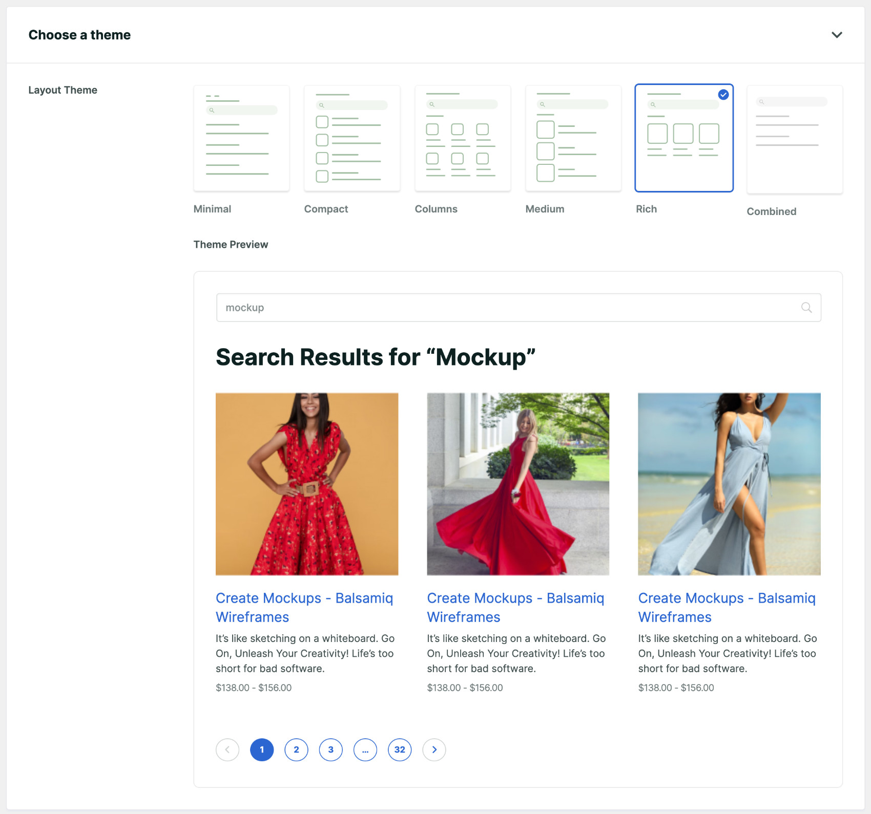 View theme preview - SearchWP How to customize the WooCommerce search results page: Choose search results page layout