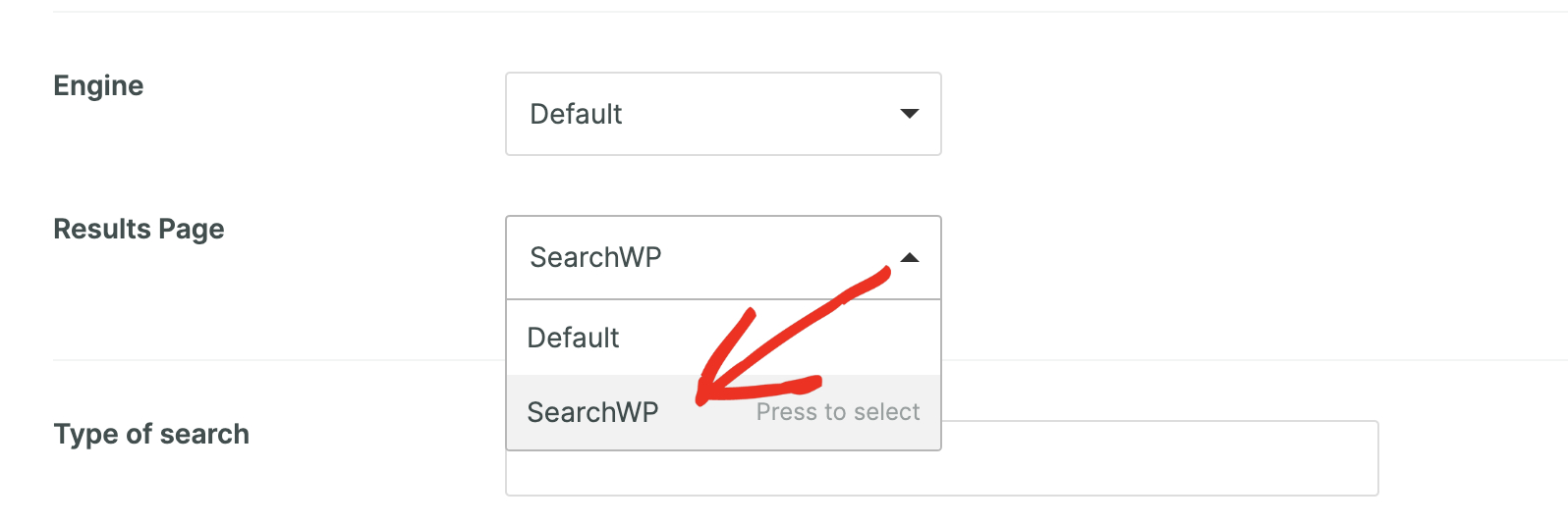 Choose-search-results-page - SearchWP How to customize the WooCommerce search results page: Create Search Form Step 3