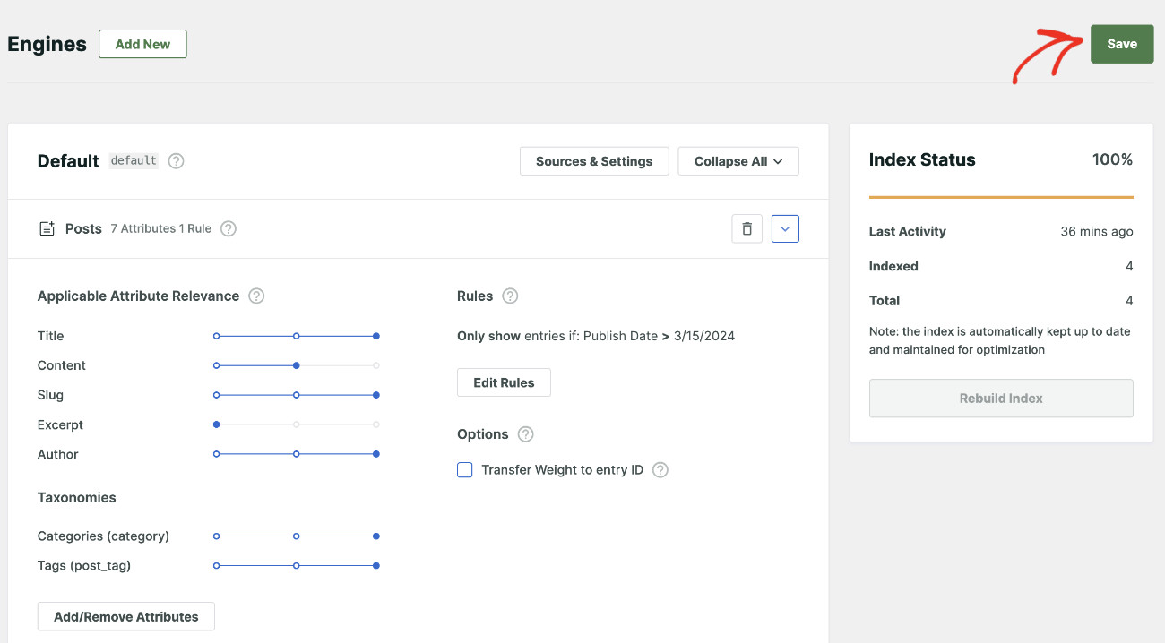 How To Add WooCommerce Product Search To The Header: Configuring SearchWP engine step 4