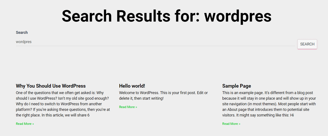 WordPress fuzzy search example