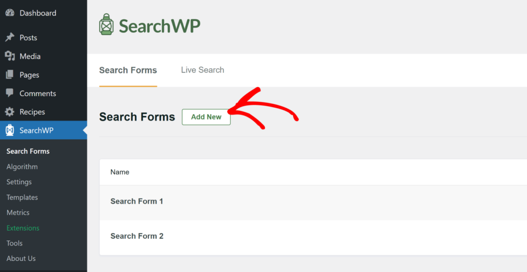Add a new search form