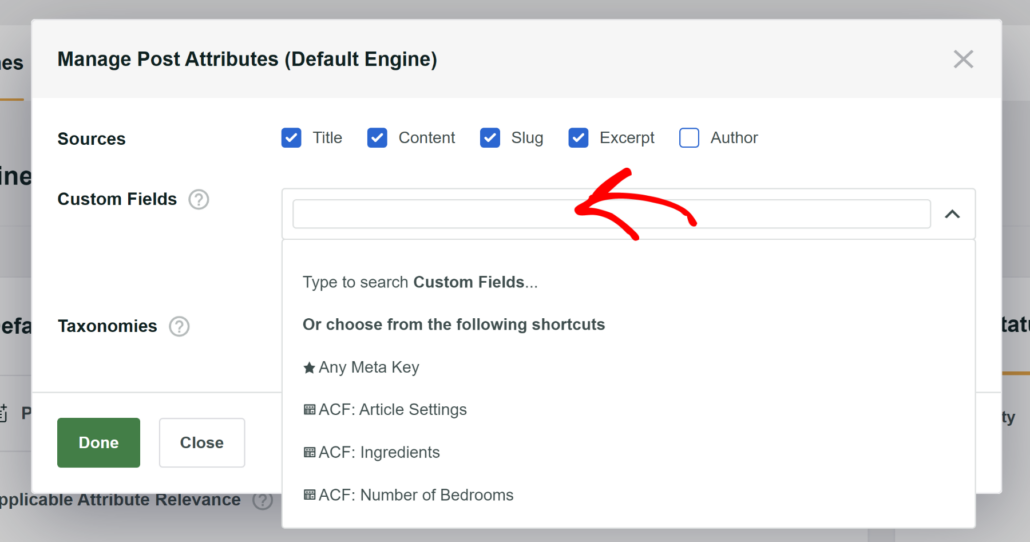 Add custom fields to search