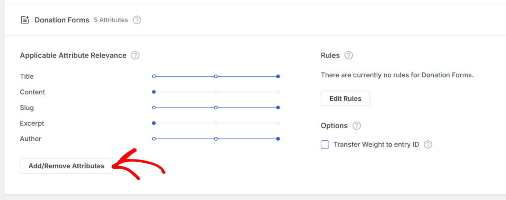 Add or remove donation forms attributes - SearchWP Add or remove donation forms attributes