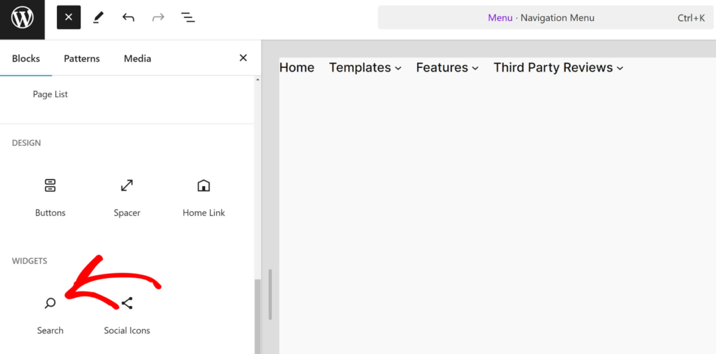 Add search widget to FSE