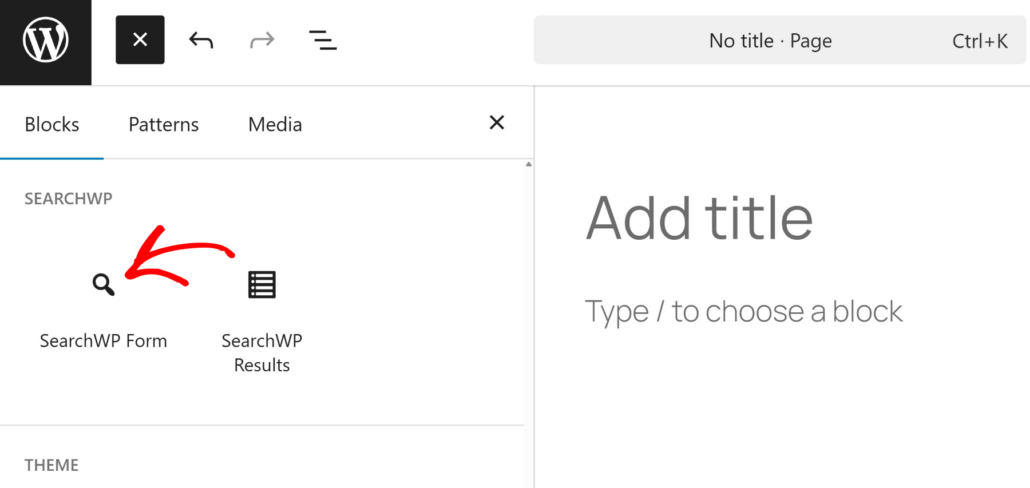 Add SearchWP form block