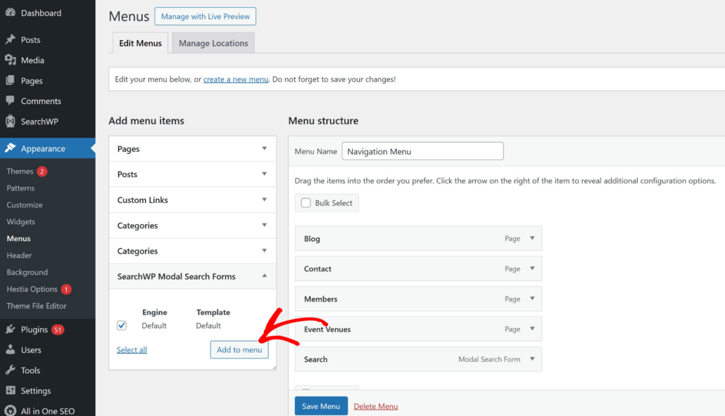 Add SearchWP modal form to menu - SearchWP Add SearchWP modal form to menu