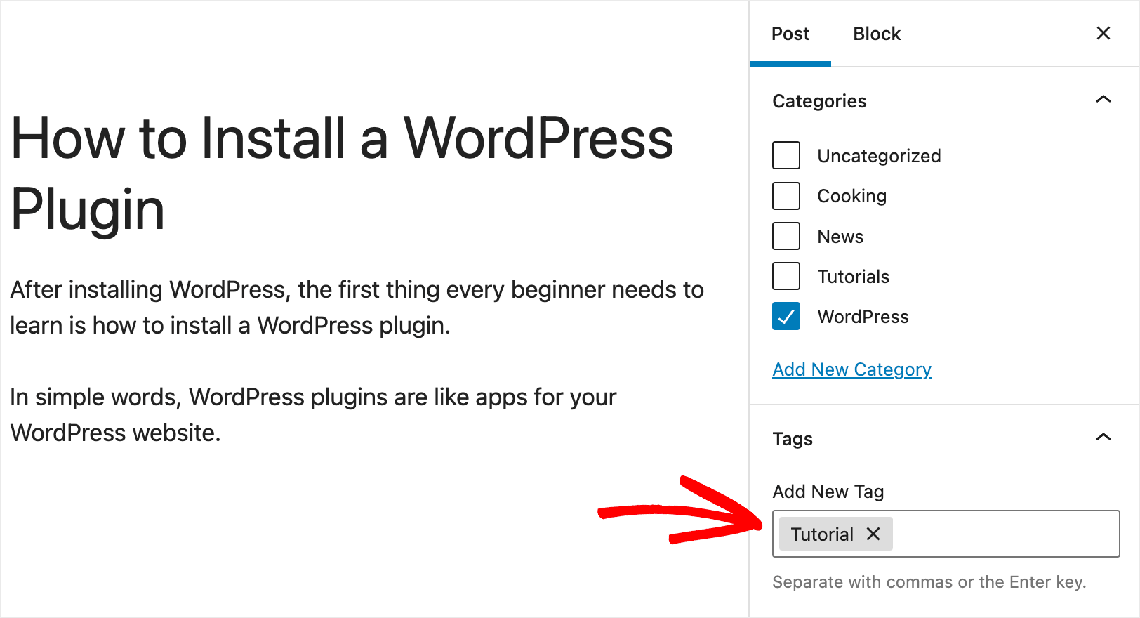 add the Tutorial tag