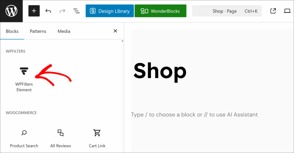 Add WPFilters block - SearchWP Add WPFilters block