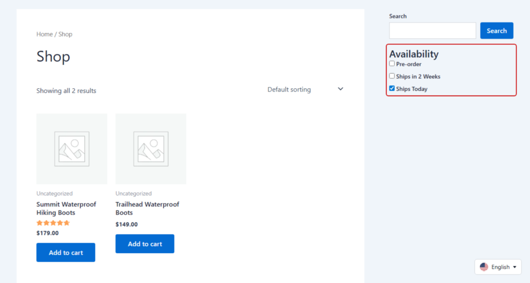 Pick availability filter