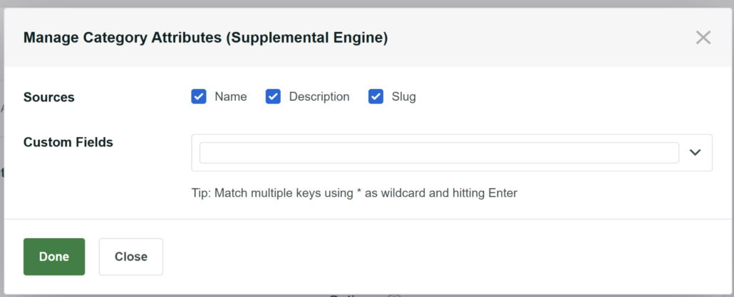 Change attribute settings for categories
