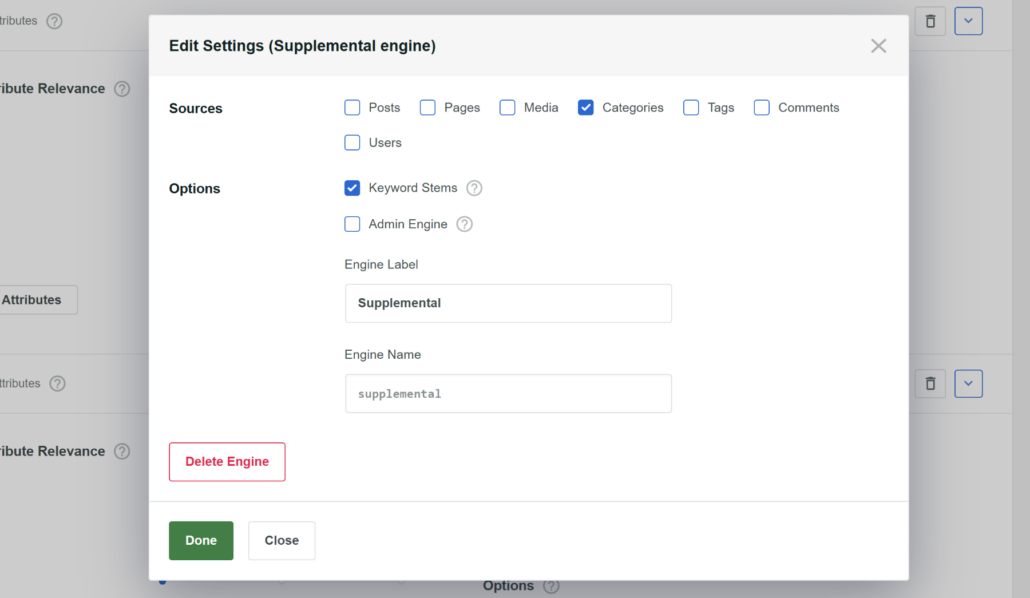 Change new engine settings