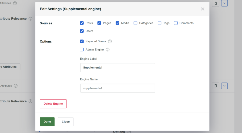 Changer les paramètres du nouveau moteur - SearchWP Changer les paramètres du nouveau moteur