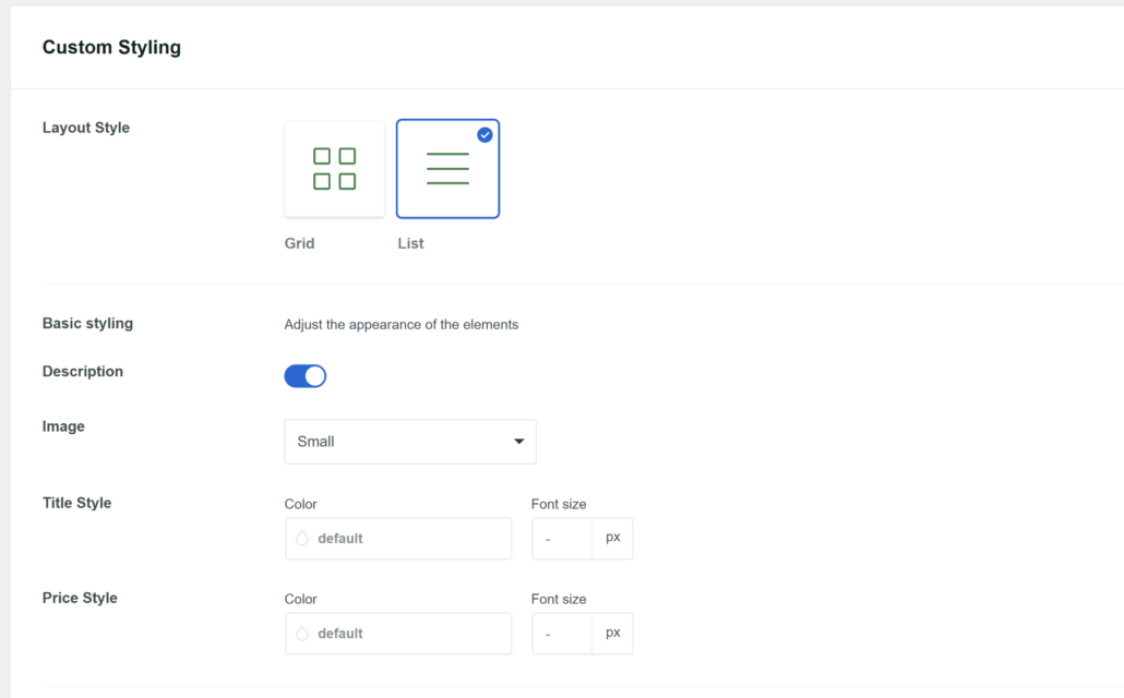 Change theme custom styling