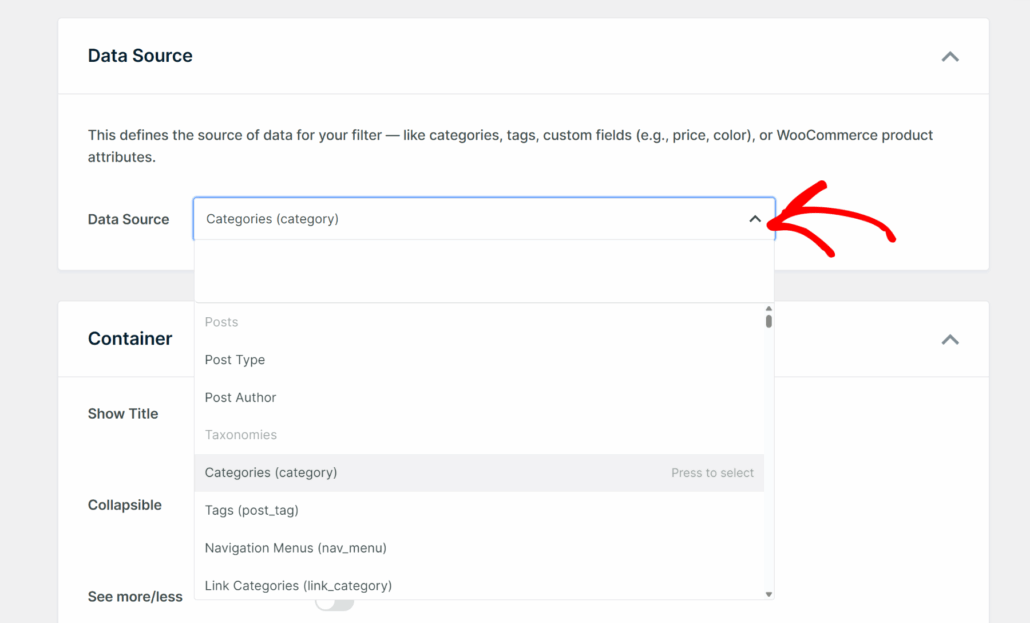 Choose a data source - SearchWP Choose a data source