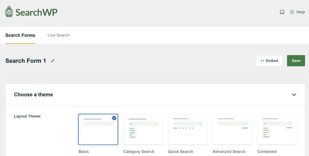 Choose a form template - SearchWP Choose a form template