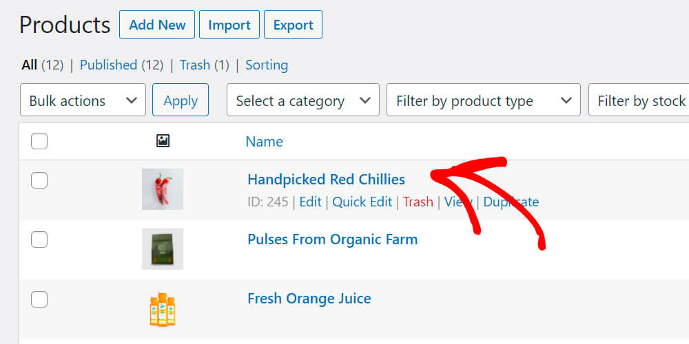 choose a product you want to exclude - SearchWP How to Exclude Pages from Site Search Results in WordPress: Exclude Specific Product Step 2