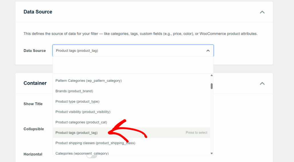 Choose data source for WooCommerce tags - SearchWP Choose data source for WooCommerce tags