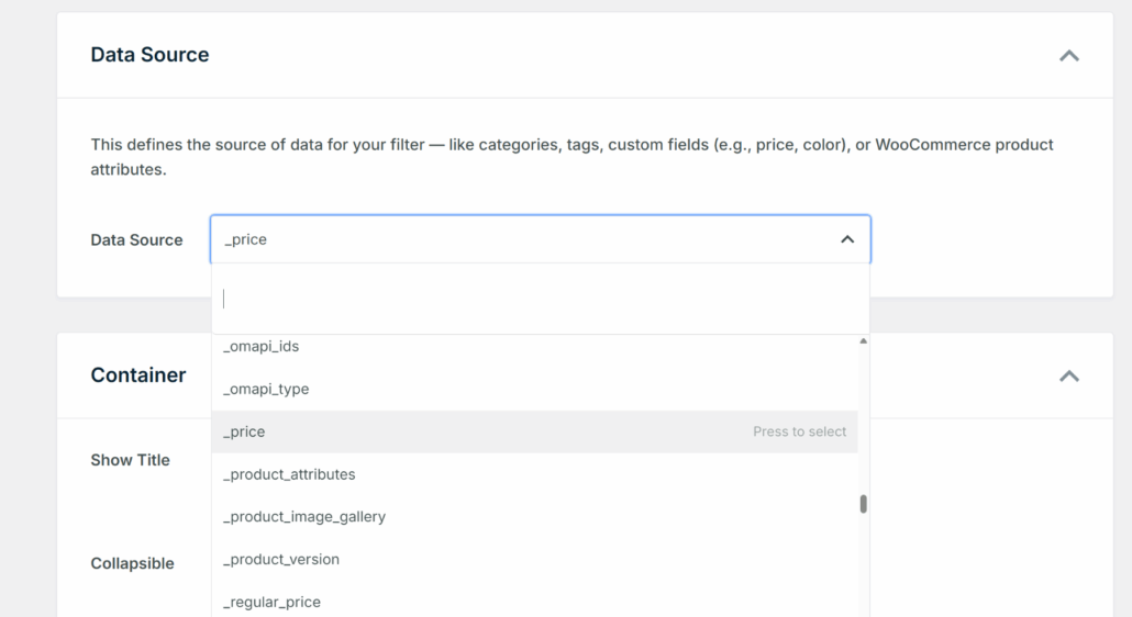 Choose range data source - SearchWP Choose range data source