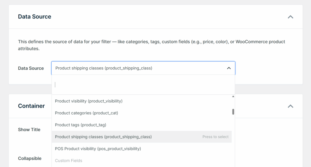 Choose shipping class filter - SearchWP Choose shipping class filter