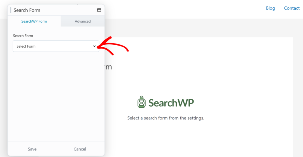 Choose your search form in Beaver Builder