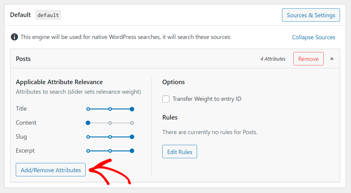 click Add Remove attributes