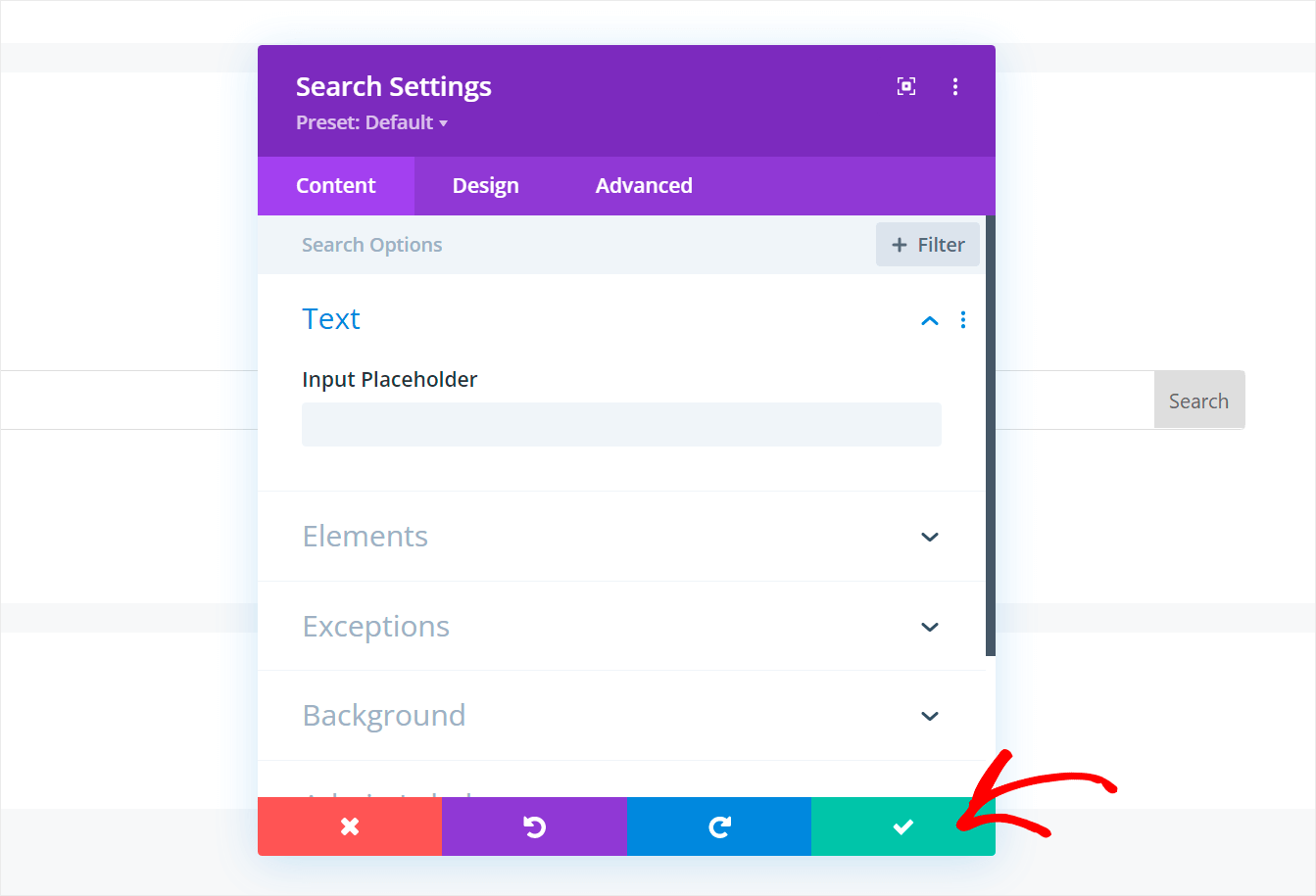 click the green checkmark icon