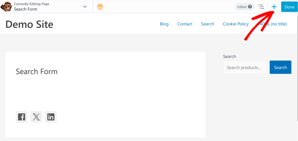 Click the plus button in Beaver Builder