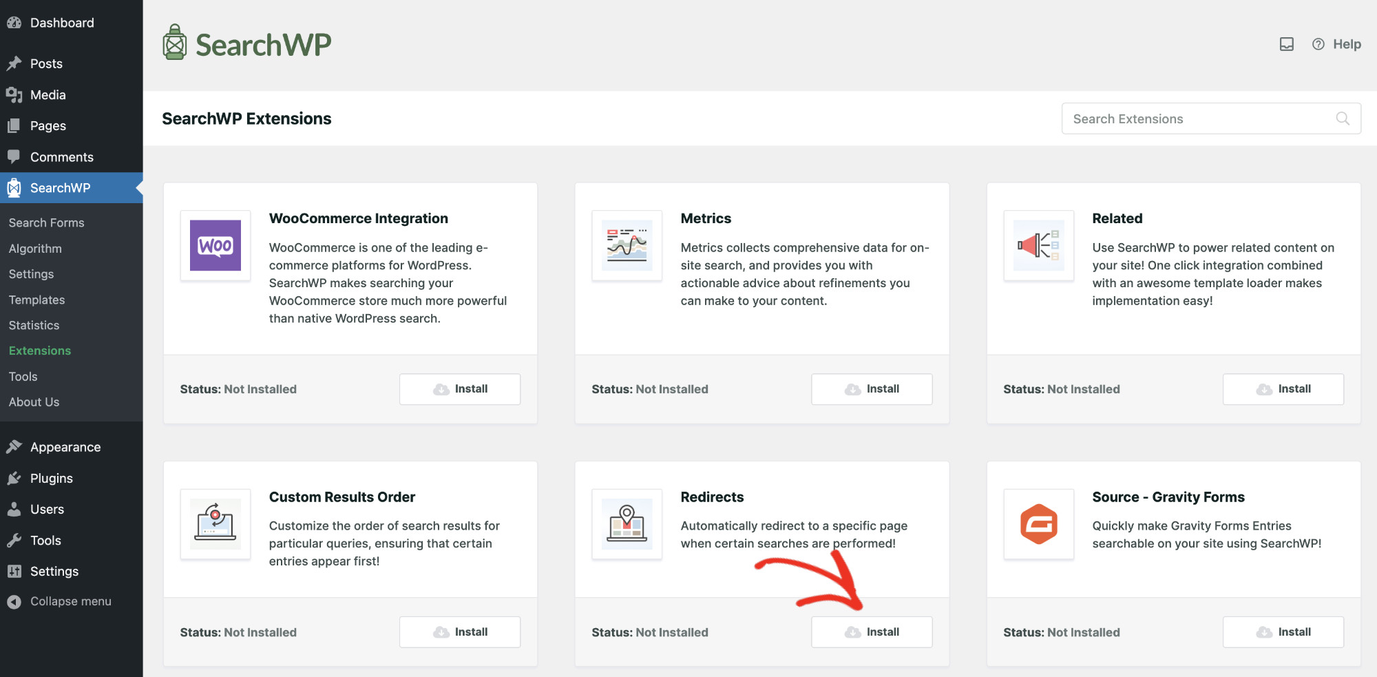 How to redirect search results in WordPress: Configuring Redirect with SearchWP Step 3