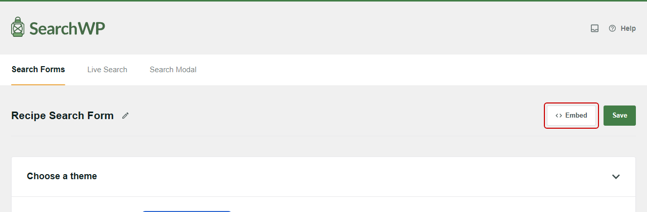 incorporar um formulário de pesquisa SearchWP em uma página do WordPress