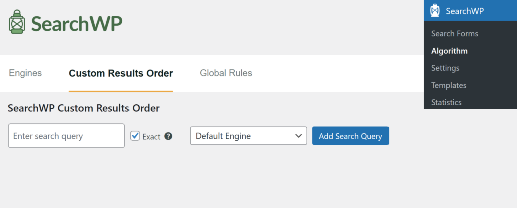 Custom results order tab