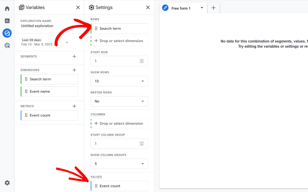 Drag dimension and metrics - SearchWP Drag dimension and metrics