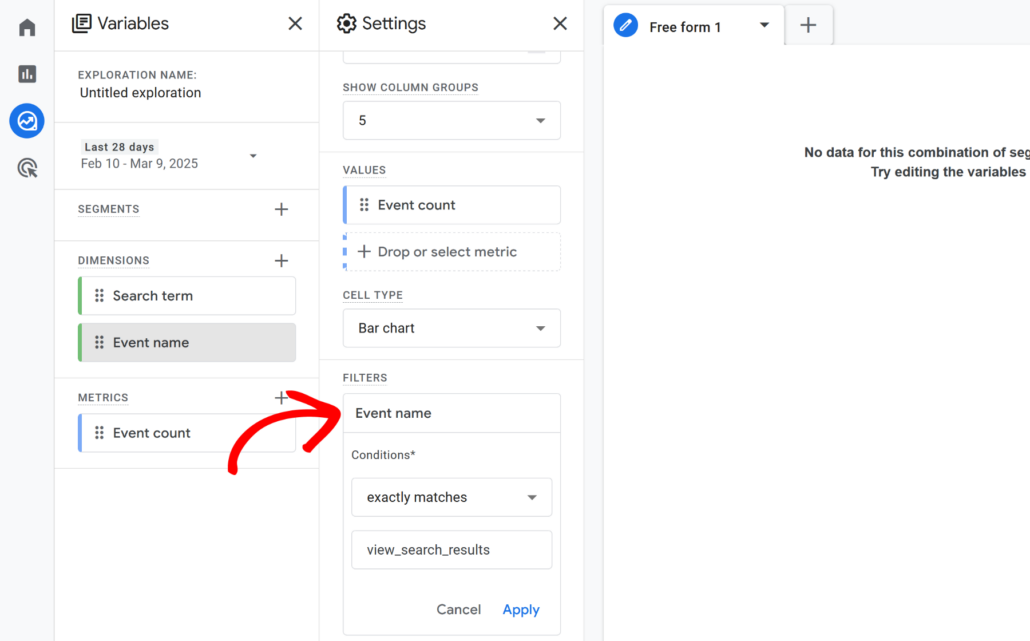 Drag event name to filter - SearchWP Drag event name to filter