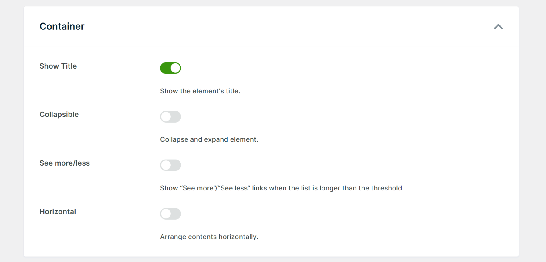 Edit filter container settings