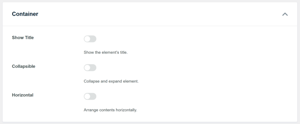 Edit container settings for filters