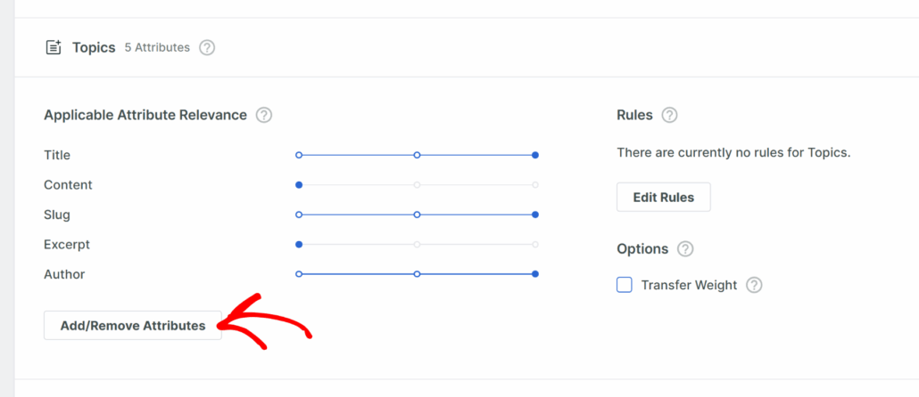 Edit topics attributes - SearchWP Edit topics attributes