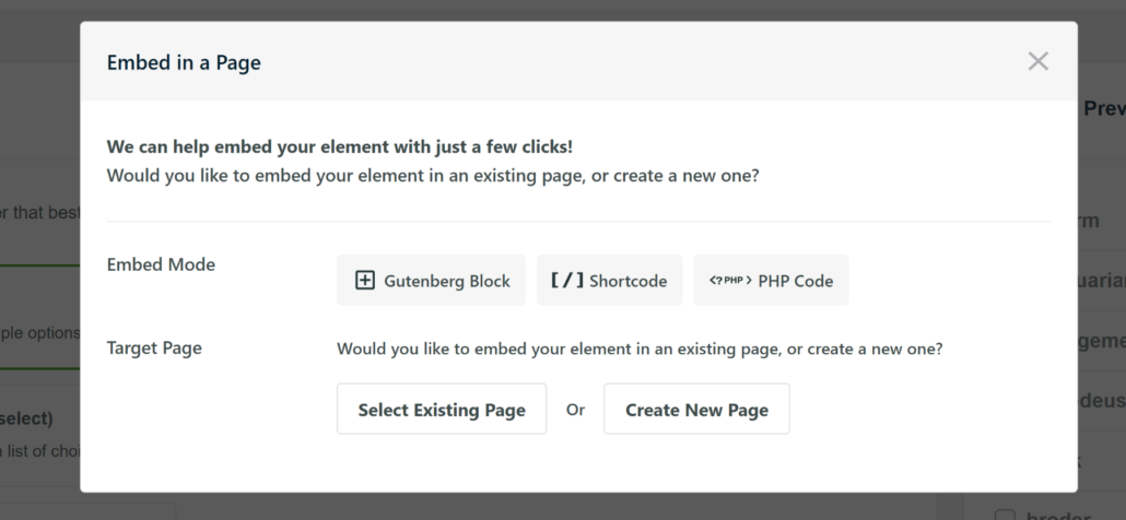 Embed filters to a page