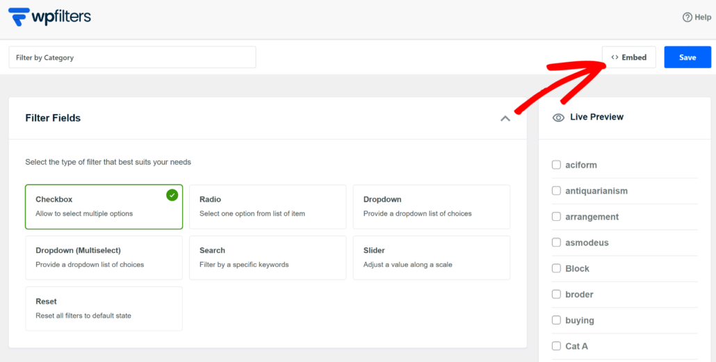 Embed your new filter