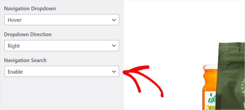 Enable the navigation search