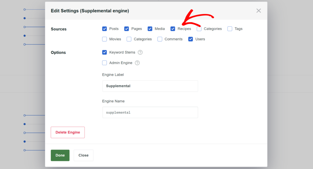 Enter new engine details