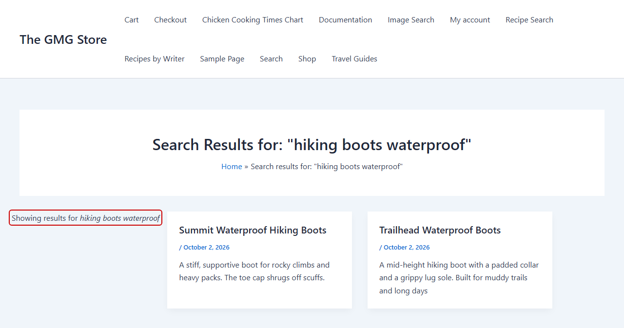 WordPress search with quotes fallback notice