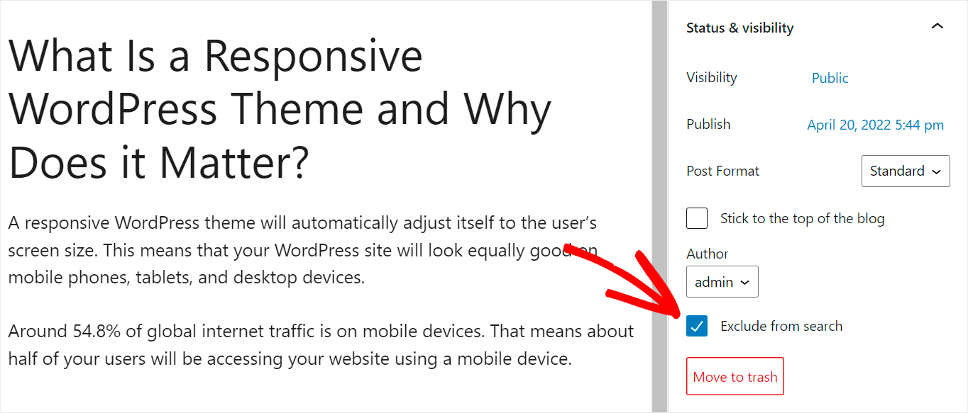 exclude a post from search results - SearchWP exclude a post from search results