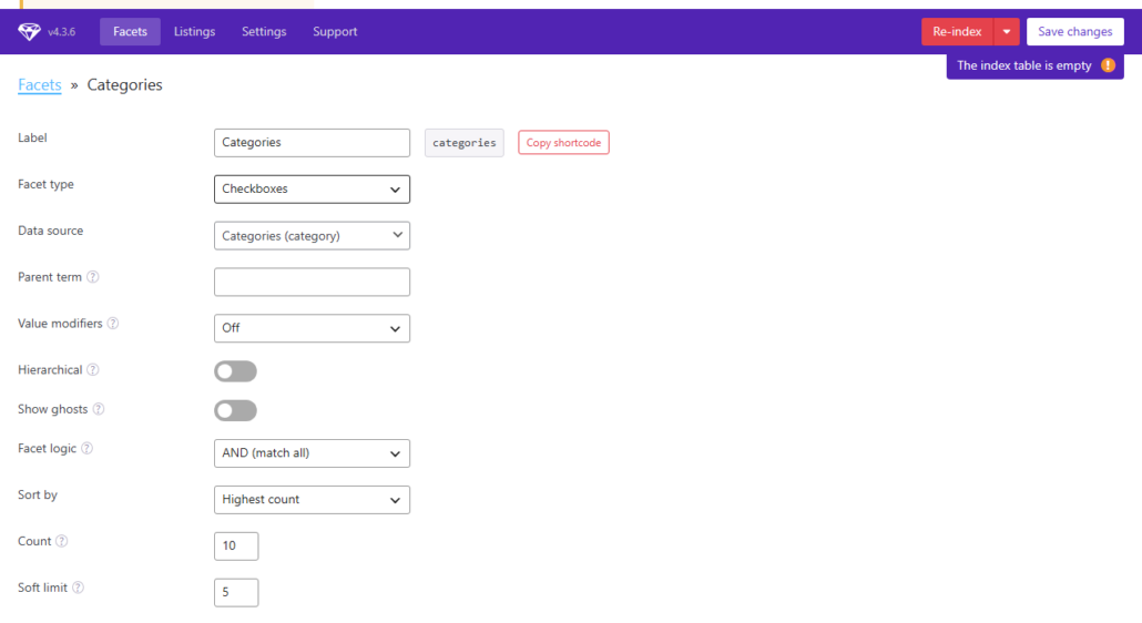 FacetWP Settings