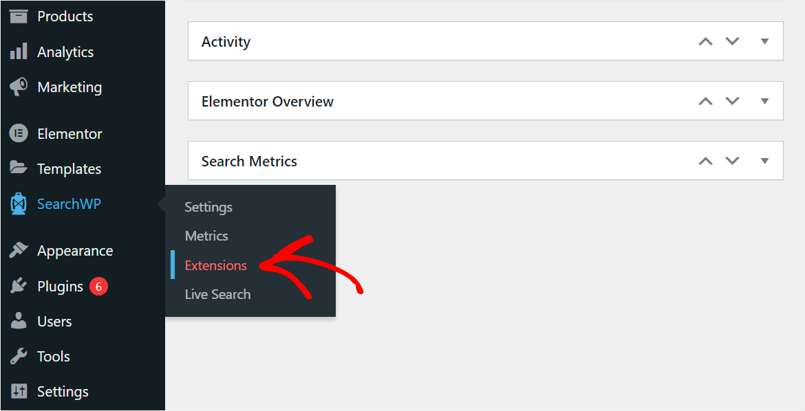 go to SearchWP Extensions