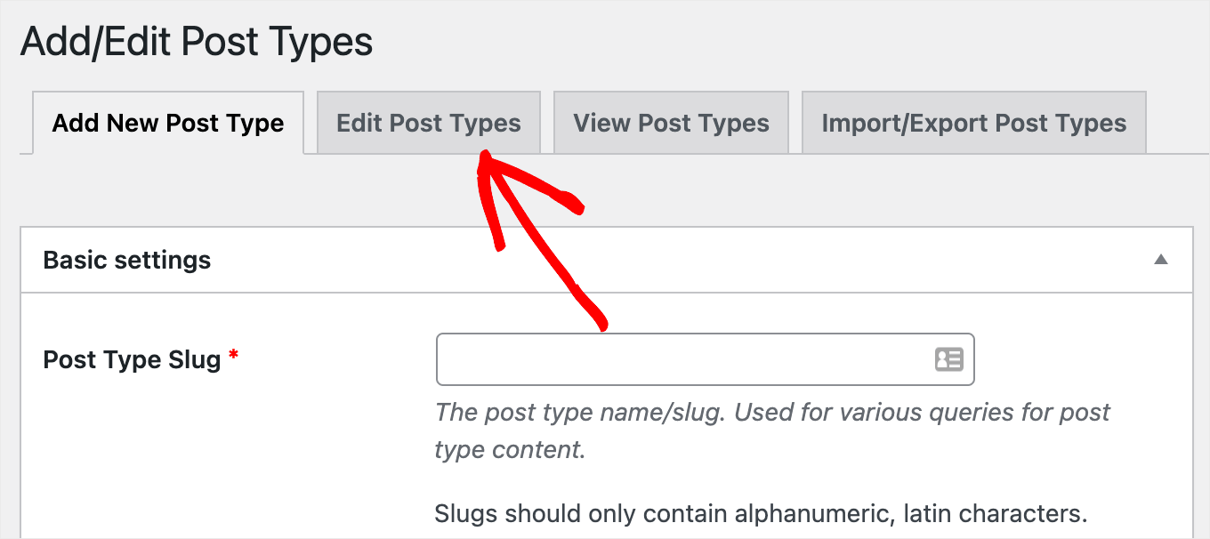 go over to the Edit Post Types tab - SearchWP go over to the Edit Post Types tab
