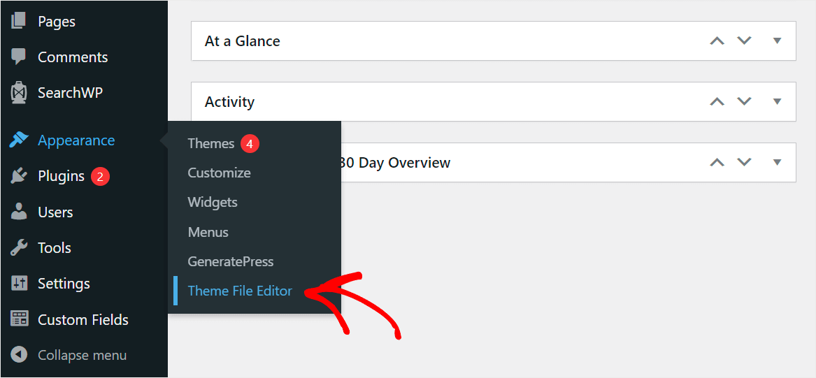 go to the Theme Files Editor