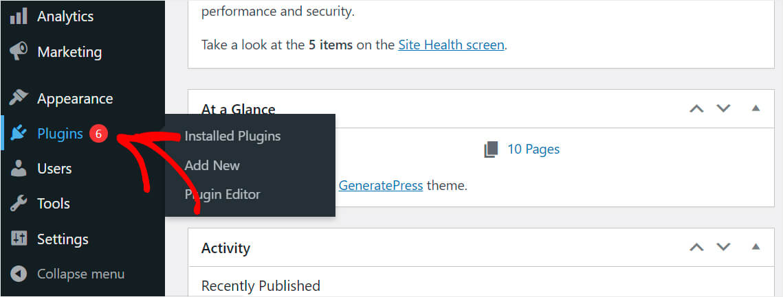 go to the plugins tab