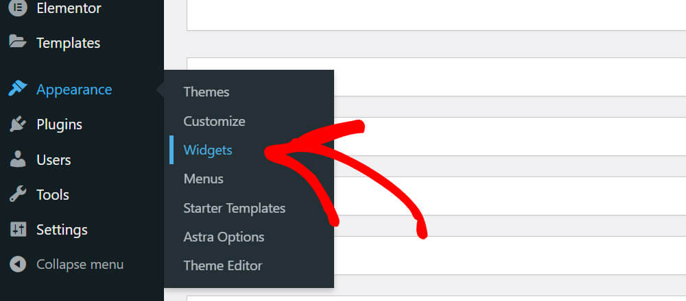 Go to widgets tab - SearchWP Go to widgets tab