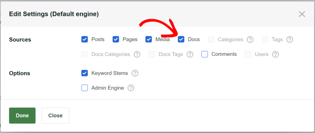 Include docs at source